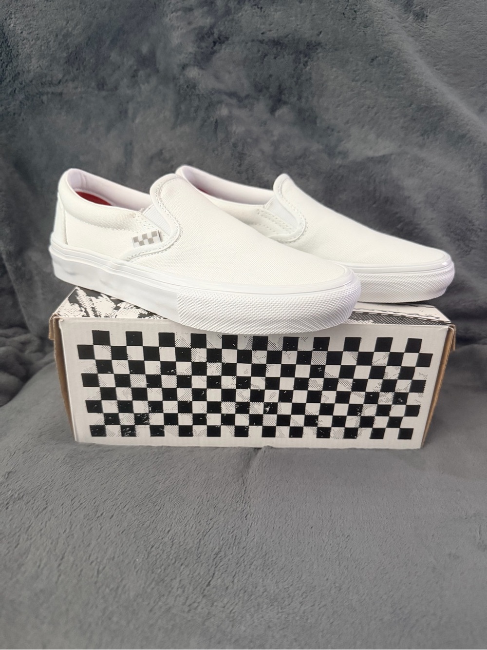 Brand New In The Box Vans True White Canvas Slip-On Loafers
